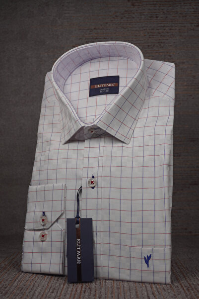 elitpark Red-Blue Square Patterned Men's Shirt