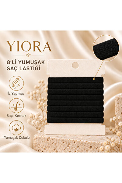 yiora 8-Piece Black Soft Hair Elastics – Thin Elastic Hair Ties Set That Does...