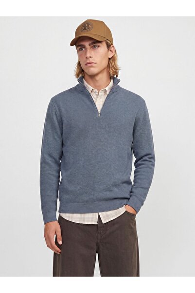 Jack & Jones Strickjacke mit Viertelreißverschluss Einfarbig Strickjacke mit ...