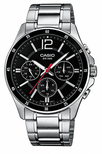 Casio Gümüş Renk Siyah Kadran Fonksiyonlu Kol Saati