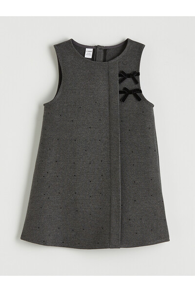 LC Waikiki Alita City Lcw Kids Anthracite Gabardine Stone Dress for Girls
