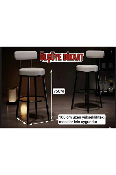 J&S QUALİTY Montajgerektirmez Hazır Kirli Beyaz Renk Bar Sandalyesi Ikea Tasa...