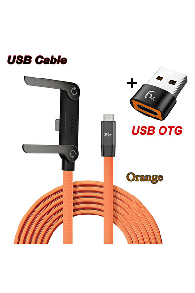 Choice3 Orange With OTG 240W 2-in-1 Black/Orange Fast Charging Foldable Brack...