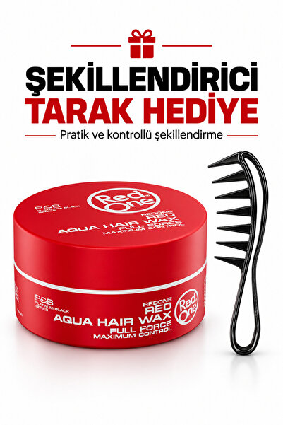 Red One Redone Aqua Wax 150 ml – Güçlü Tutuş, Parlak Görünüm, Su Bazlı Saç Waxı Tarak Hediye