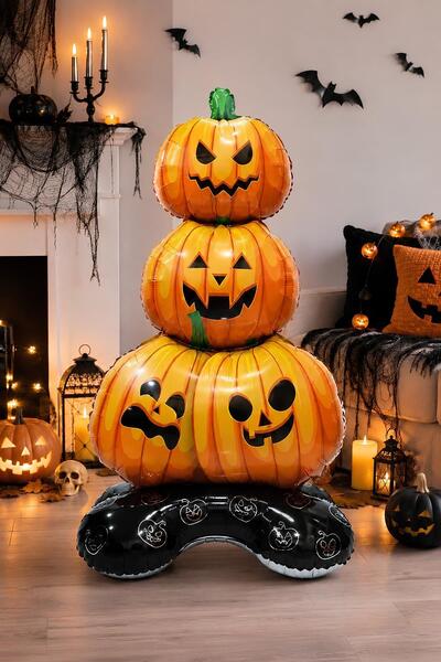 Patladı Gitti Halloween Cadılar Bayramı Balkabağı Ağacı Ayaklı Büyük Boy Foly...