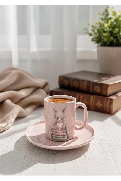 Rolin Design Tavşanlı Pembe Kahve Fincanı 90ml