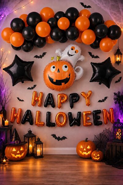 Patladı Gitti Halloween Cadılar Bayramı Temalı Balkabağı Parti Konsept Set 2