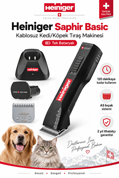 Heiniger Saphir Basic Kablosuz Kedi/Köpek Tıraş Makinesi (Tek Bataryalı)
