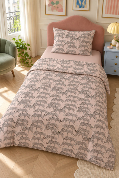 Evmila Double Sided Tiger Patterned 2-Piece Set Without Sheets Printed Single...