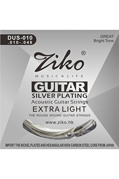 Choice DUS-010 Ziko Acoustic Guitar Strings Set 010 011 012 Silver Plating 6 ...