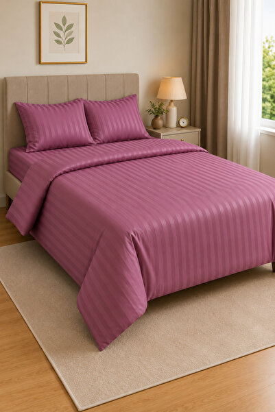 Vintero Home طقم غطاء لحاف مزدوج من الساتان القطني 100% مقاس 200x220 سم