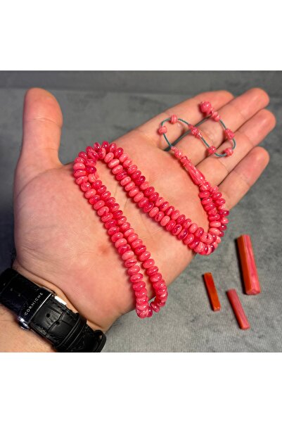 OEMS Mosaic rosary, four strands, old casting, pink, lathe, cream, wool