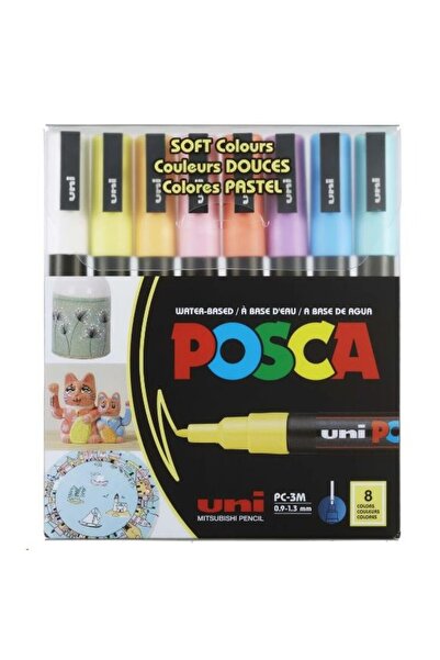 Generic Brand Uni 0.9-1.3 Su Bazlı Poster Markörü Soft Renk 8'Li Pc-3M/8C SC Set
