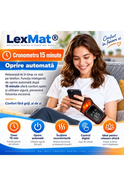 LexMat Aparat masaj pentru încheietura mâinii cu căldură și vibrații