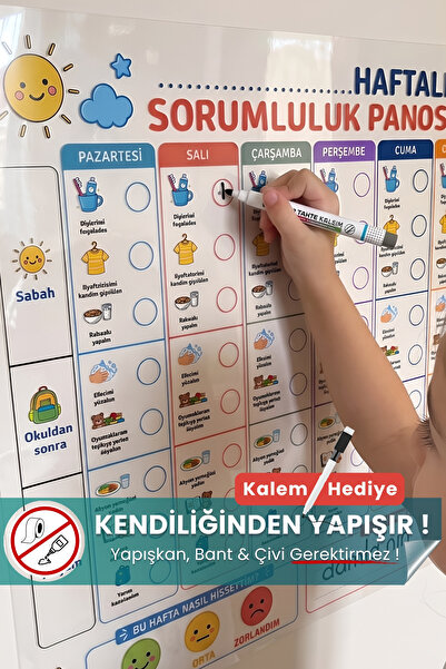 Pi Papers Okul Öncesi Haftalık Sorumluluk Panosu, çocuklar için Görev Takip Çizelgesi Statik Kağıt