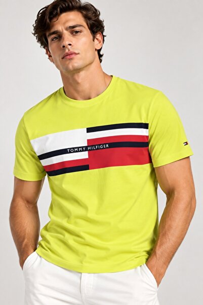 Tommy Hilfiger Abstract Striped 100% Cotton T-Shirt