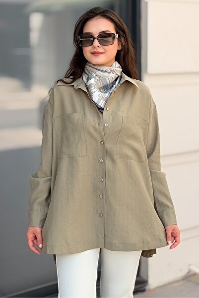 Mahal Miya Çift Cepli Oversize Gömlek