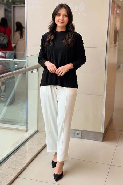 sentez giyim Sentez Elegance Beli Lastikli Dar Paça Pantolon