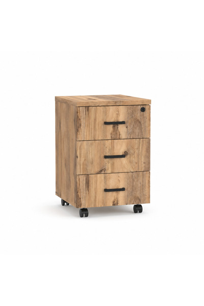 Legnof Office & Home Rustik Ahşap 3 Çekmeceli Yerden Yüksek Keson - 40x45x58 ...