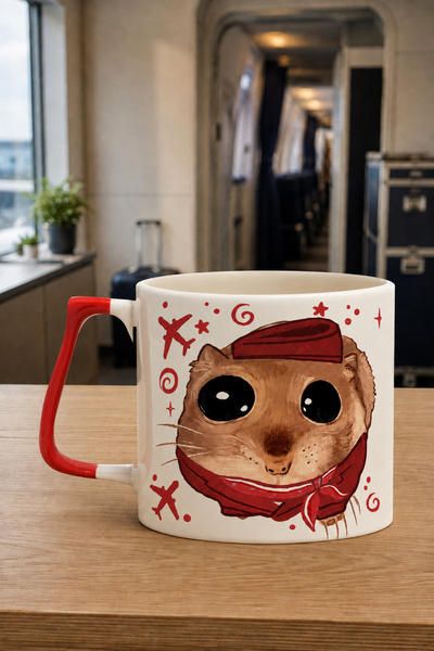 Kırtasiye Ofisi Sad Üzgün Hamster-Hostes Kırmızı Kulplu Prime Meslek Hediyesi...
