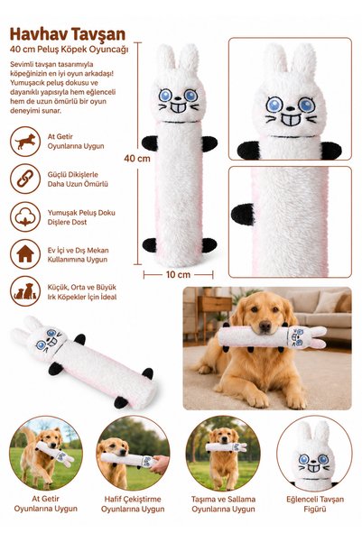 Havhav 4’lü Peluş Köpek Oyuncağı Seti – Tavşan, Ördek, Sincap ve Tilki Figürlü Uzun Köpek Oyuncakları