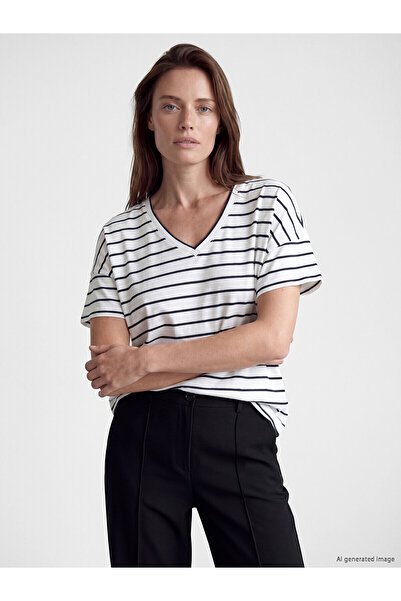 LC Waikiki Alita city striped 100% cotton women's t-shirt: stand out from the...
