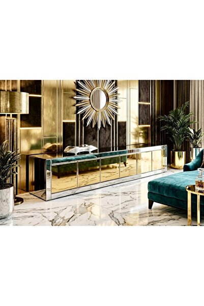 LUXURY VİLLA LUXURY GÜMÜŞ VE GOLD AYNALI 2 PARÇADAN OLUŞAN 6 KAPAKLI DEKORATİ...