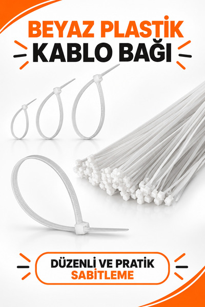 Trendhane Kablo Bağı Plastik 100 Adet Cırt Kelepçe 200x3,6 Araç Bakımı İçin