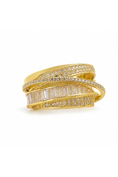 reyselstyle Luxury Steel Ring with Zircon Stone and Baguette Stones (Does Not...