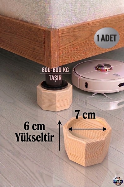 iDekor Robot Süpürge İçin Doğal Ahşap Koltuk Baza Yükseltici ” 6 cm Yükseltir...