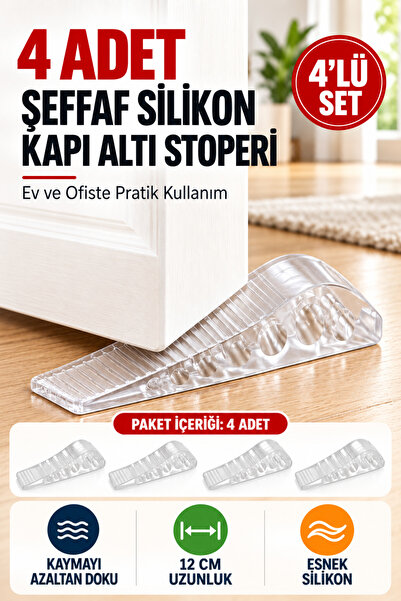 OpenCity 4 Adet Şeffaf Silikon Kapı Altı Stoperi Kaydırmaz Kapı Durdurucu 12 ...
