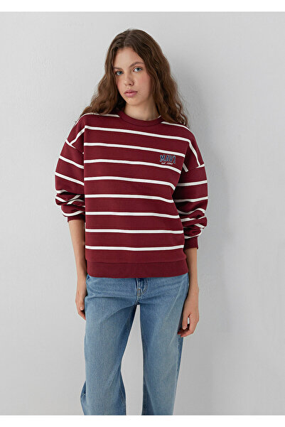Mavi Logo Çizgili Bordo Sweatshirt 1S10456-91774
