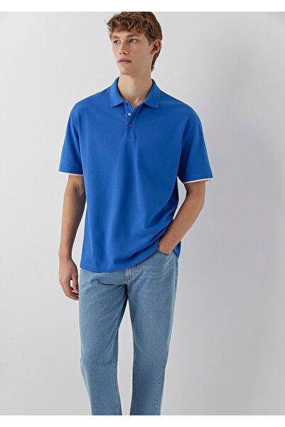 Mavi Polo Tişört Loose Fit / Bol Rahat Kesim 0620175-88097