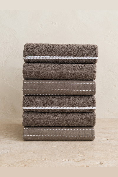 Casnack Seher 6-Piece Kitchen and Hand & Face Towel Set 30x50 cm