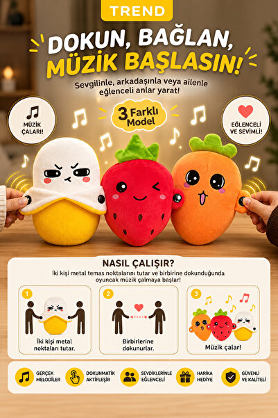 TREND Dokununca Müzik Çalan Etkileşimli Peluş Oyuncak – İki Kişilik Temaslı M...