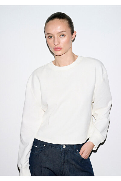 Mavi Bisiklet Yaka Ekru Sweatshirt 1S10508-70051