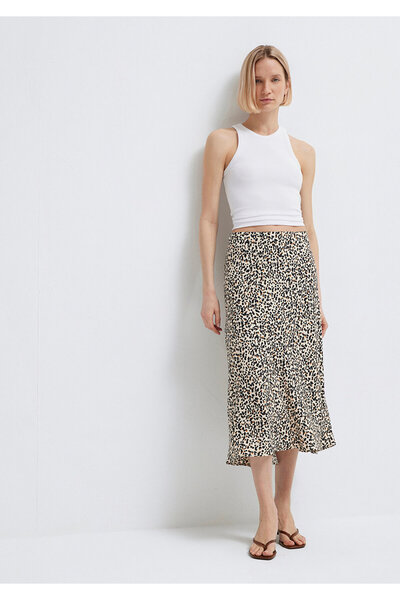 Mavi Fusta midi ecru cu imprimeu leopard 1310583-91477