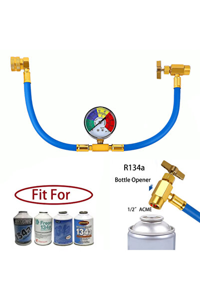 Choice R134A A/C Refrigerant Gas Charging Hose with Pressure Gauges Car Air C...