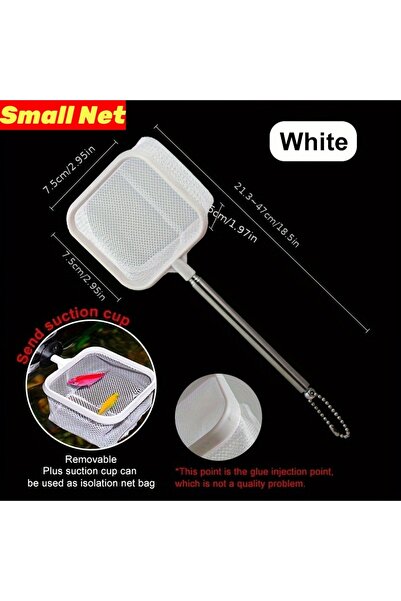 Choice White Aquarium Square Fishing Net With Suction Cup Extendable Long Han...