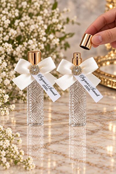Atelierhüda 50 Adet Premium Söz Nişan Nikah Hediyelik Kolonya Cam Şişe Taşlı ...