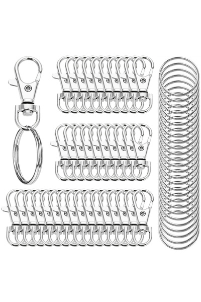 Choice 10plus10PCS Silver 20/40/60 PCS Keychain Hook with Key Ring Keychain C...