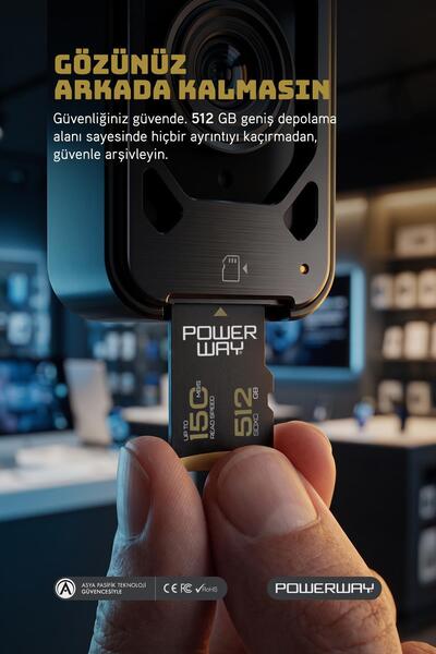 POWERWAY Premium 512Gb Sdxc Uhs Class 4K Ultra Speed Memory Card + Adapter
