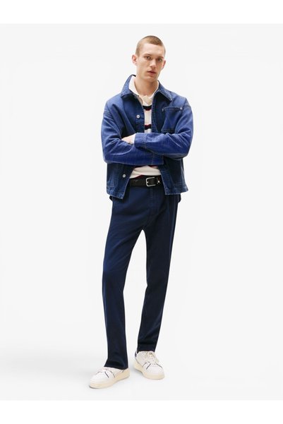 Tommy Hilfiger Erkek Pilili Rahat Konik Kesim Pantolon - Lacivert