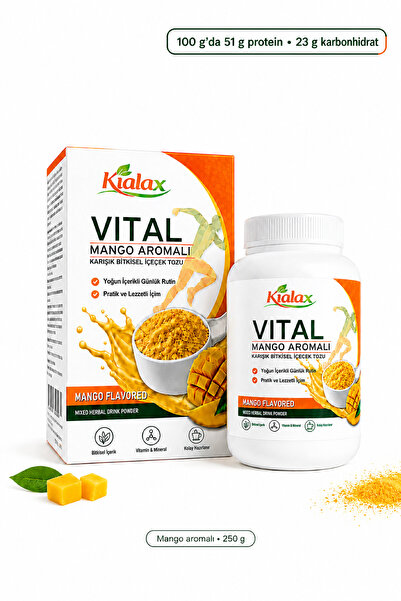 Kialax Vital Mango Aromalı Yüksek Proteinli Karışık Bitkisel İçecek Tozu 250 ...
