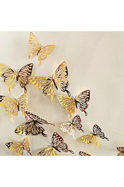 Choice D-gold 12Pcs/lot New 3D Hollow Golden Silver Butterfly Wall Stickers A...