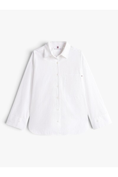 Tommy Hilfiger ESS POPLIN NEW EASY SHIRT Kadın Beyaz Gömlek - WW0WW45892