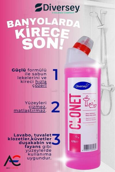 Diversey Clonet Extra W41 Banyo Temizleyici Ve Kireç Çözücü 750 ml