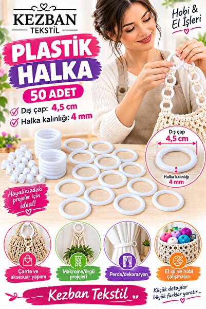 Kezban Tekstil 1.kalite Lif Halkası - Plastik Halka 4.5 Cm (50 Adet)