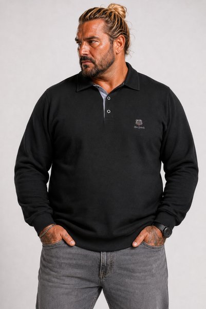 MocGrande بلوزة بولو للرجال مقاس كبير Yaka Sweat Moc Grande 24410 أسود