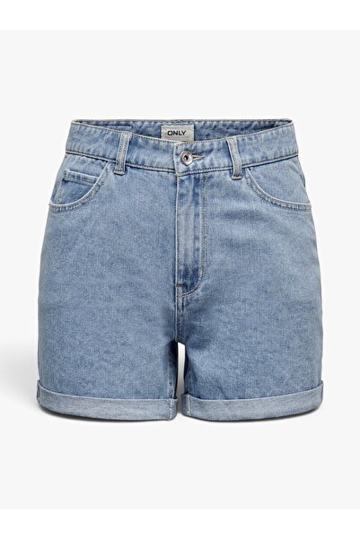ONLY Onlvega Hw Mom Dnm Shorts Noos Women's Blue Denim Shorts - 15230571